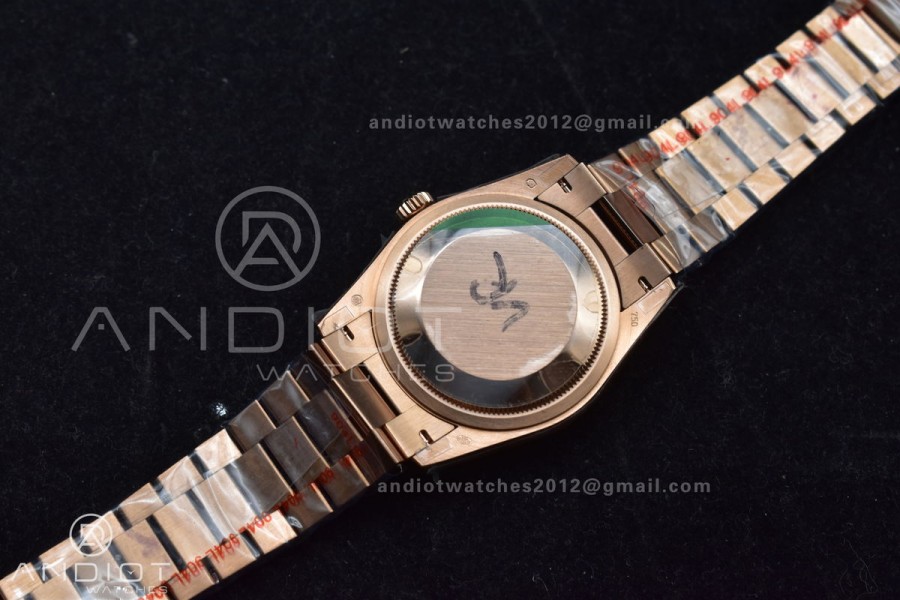 DayDate 36 RG QF Best Edition 904L Steel Brown Diamond Dial on President Bracelet vr3255 V5 (Gain Weight)