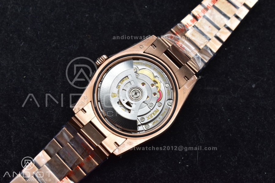 DayDate 36 RG QF Best Edition 904L Steel Brown Diamond Dial on President Bracelet vr3255 V5 (Gain Weight)