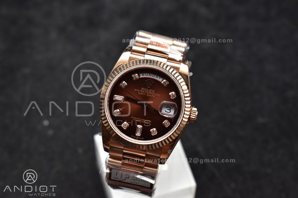 DayDate 36 RG QF Best Edition 904L Steel Brown Dia...