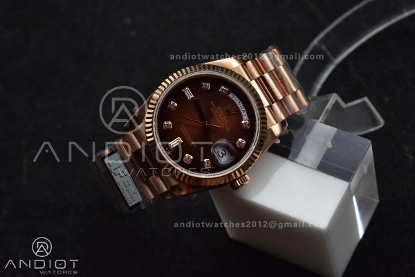 DayDate 36 RG QF Best Edition 904L Steel Brown Dia...