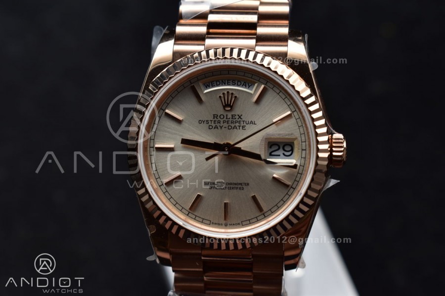 DayDate 36 RG QF Best Edition 904L Steel Silver Dial on President Bracelet vr3255 V5 (Gain Weight)