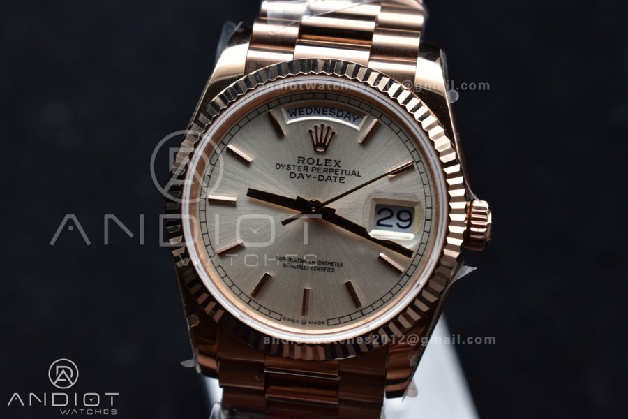 DayDate 36 RG QF Best Edition 904L Steel Silver Dial on President Bracelet vr3255 V5 (Gain Weight)