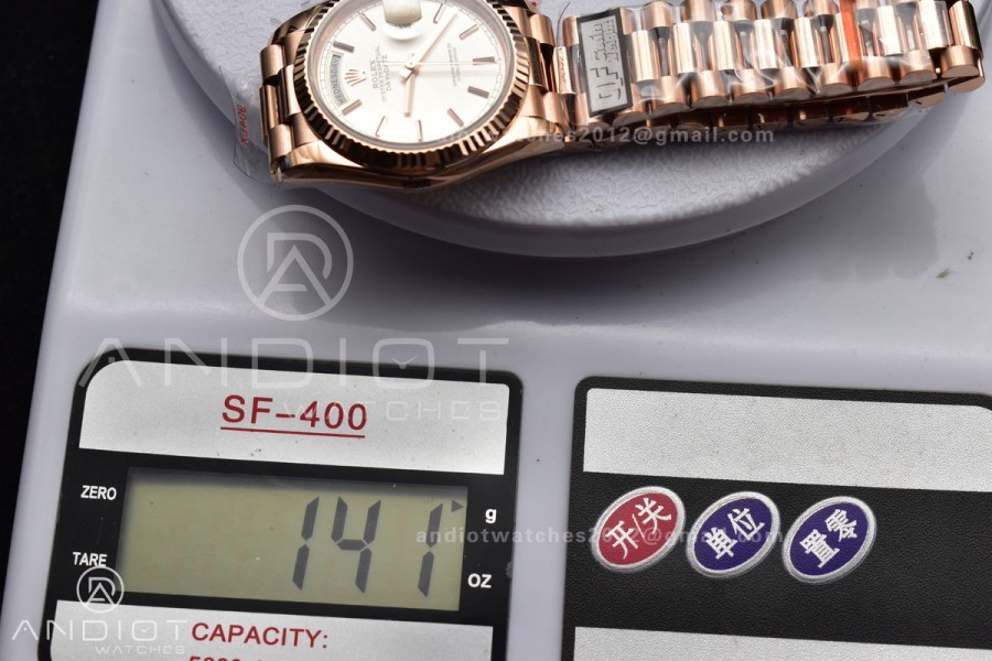 DayDate 36 RG QF Best Edition 904L Steel Silver Dial on President Bracelet vr3255 V5 (Gain Weight)