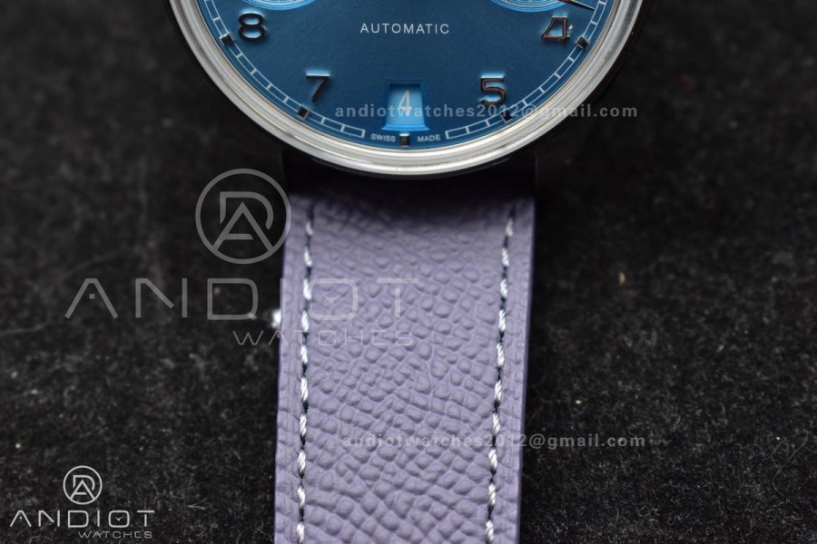 Portugieser Automatic 42mm SS APSF 1:1 Best Edition Ice Blue Dial on Purple Leather Strap A52011