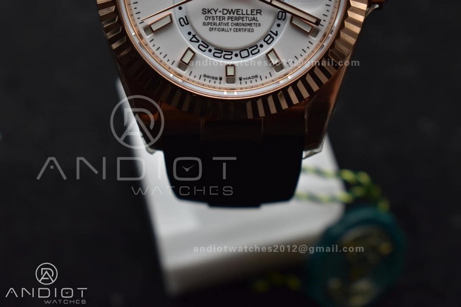 Sky-Dweller 336235 RG ZF 1:1 Best Edition White Dial on Oyster-flex Strap A23J (Gain Weight)