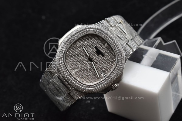 Nautilus 5711 SS TWF Full Diamonds Bezel & Dia...