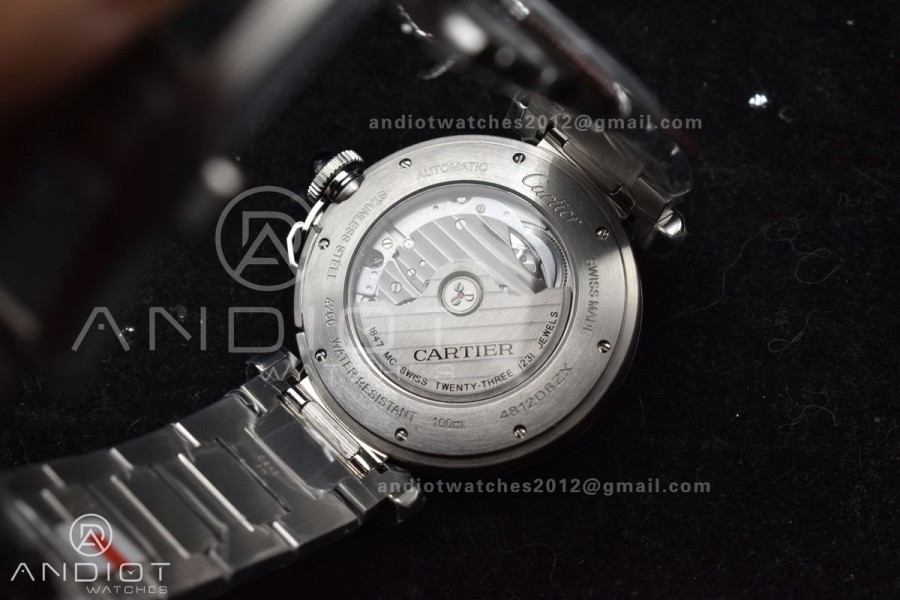 BVF Cartier Pasha Ladies Made 1:1 like the Genuine White Dial on SS Bracelet 