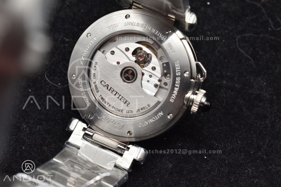BVF Cartier Pasha Ladies Made 1:1 like the Genuine White Dial on SS Bracelet 