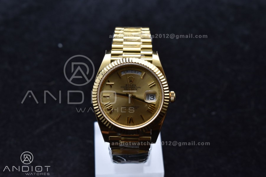 Day Date 40 YG 228238 ARF 1:1 Best Edition Gold Roman Dial On President Bracelet VR3255 (Gain Weight)