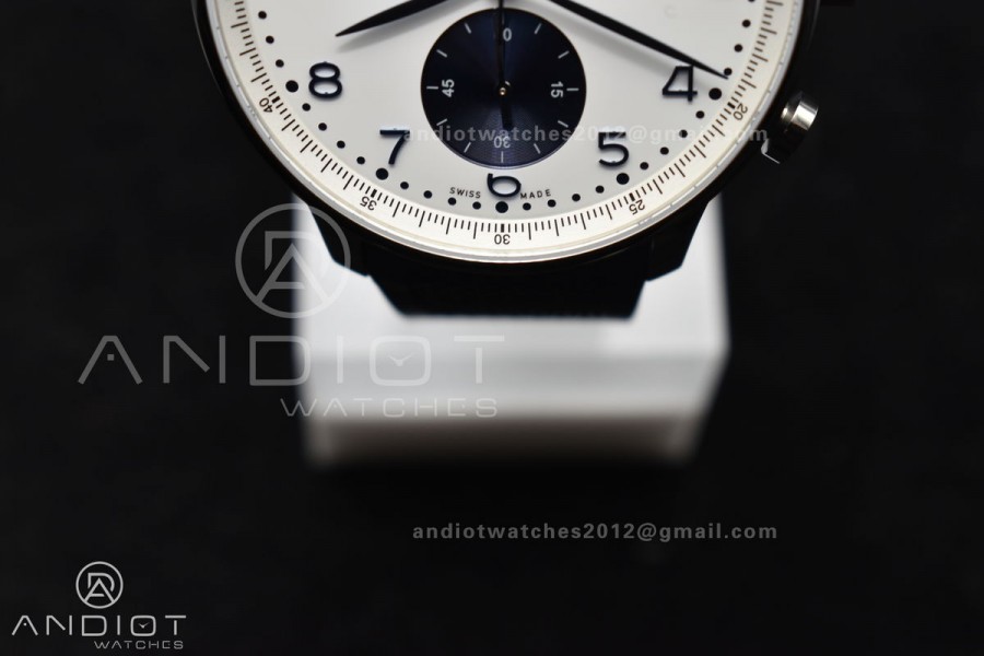 Portuguese Chrono IW3716 Z+F 1:1 Best Edition White/Blue Dial on Blue Rubber Strap A69355