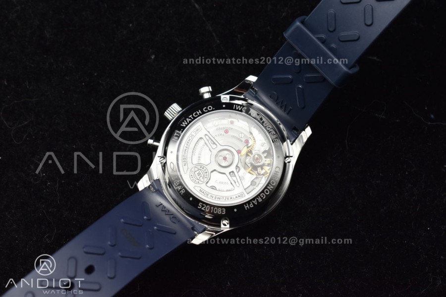 Portuguese Chrono IW3716 Z+F 1:1 Best Edition White/Blue Dial on Blue Rubber Strap A69355
