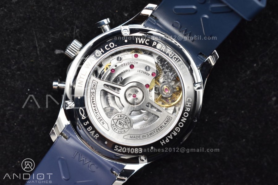Portuguese Chrono IW3716 Z+F 1:1 Best Edition White/Blue Dial on Blue Rubber Strap A69355