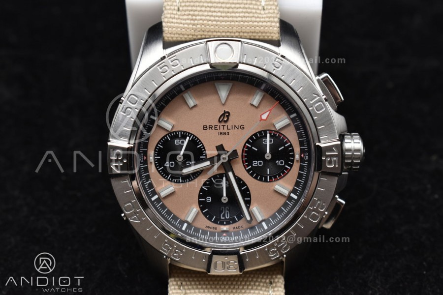 Chronograph Avenger B01 44mm BLSF 1:1 Best Edition Khaki Dial On Nato Strap A7750