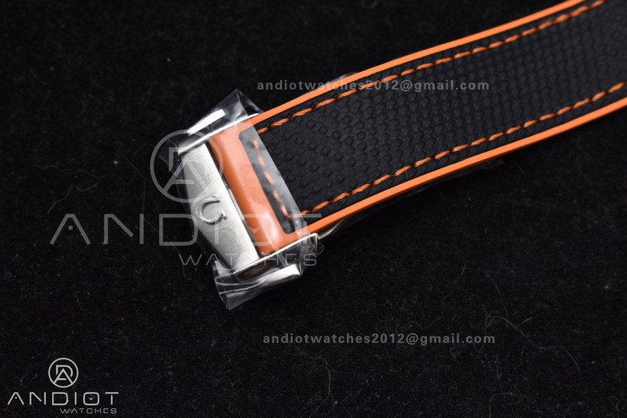 Planet Ocean 43.5mm SS VSF 1:1 Best Edition Black/Orange Bezel Black Dial on Nylon Strap A8900 Super Clone V2