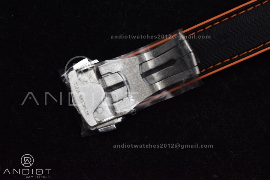 Planet Ocean 43.5mm SS VSF 1:1 Best Edition Black/Orange Bezel Black Dial on Nylon Strap A8900 Super Clone V2