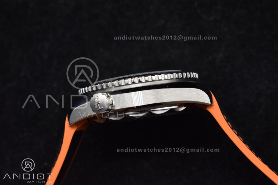 Planet Ocean 43.5mm SS VSF 1:1 Best Edition Black/Orange Bezel Black Dial on Nylon Strap A8900 Super Clone V2