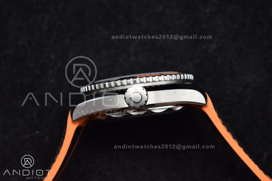 Planet Ocean 43.5mm SS VSF 1:1 Best Edition Black/Orange Bezel Black Dial on Nylon Strap A8900 Super Clone V2