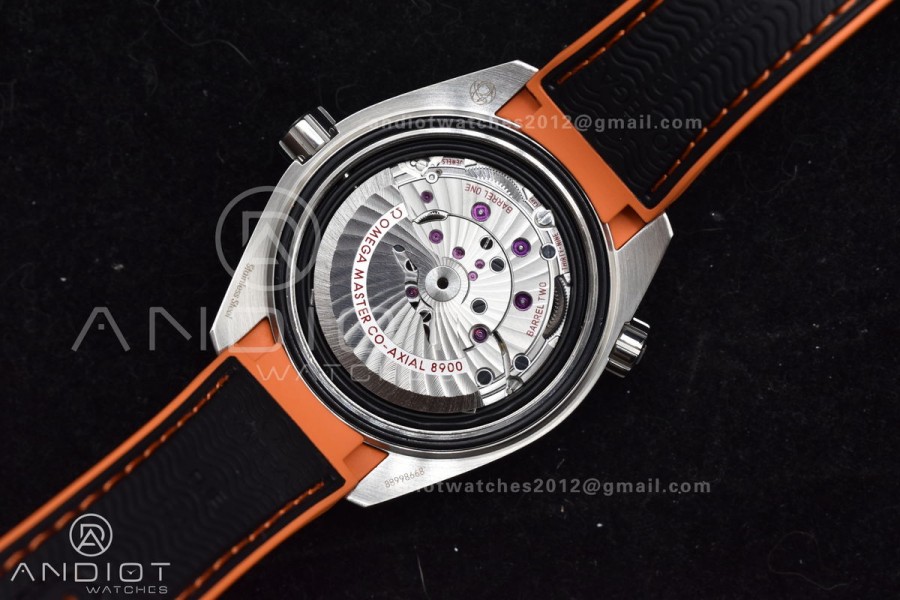 Planet Ocean 43.5mm SS VSF 1:1 Best Edition Black/Orange Bezel Black Dial on Nylon Strap A8900 Super Clone V2