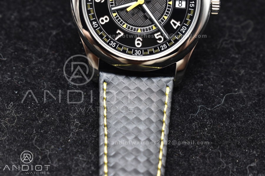 Calatrava 6007G SS PPF 1:1 Best Edition Black/Yellow Dial on Black Leather Strap 330CS