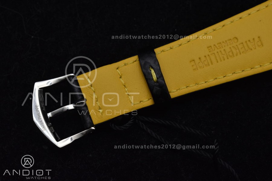 Calatrava 6007G SS PPF 1:1 Best Edition Black/Yellow Dial on Black Leather Strap 330CS