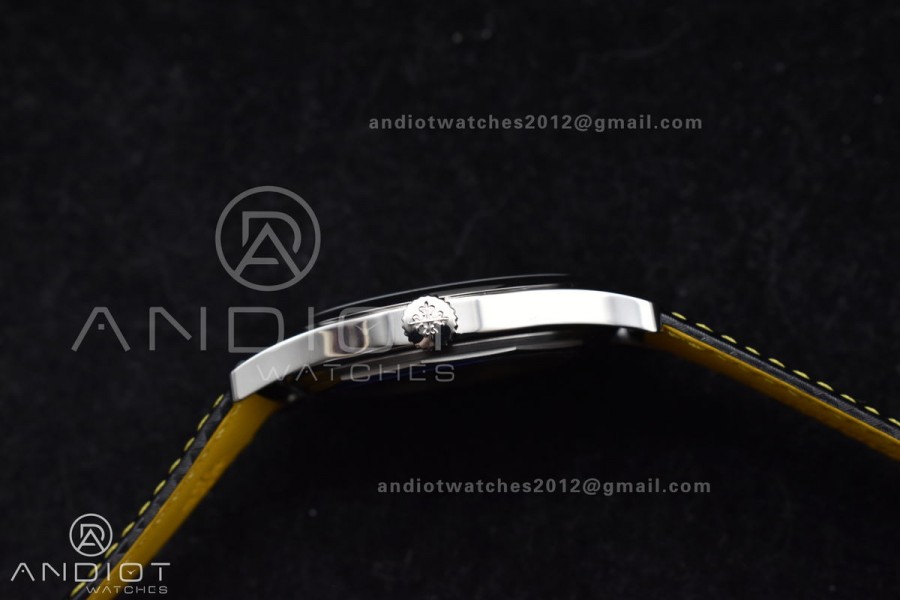 Calatrava 6007G SS PPF 1:1 Best Edition Black/Yellow Dial on Black Leather Strap 330CS