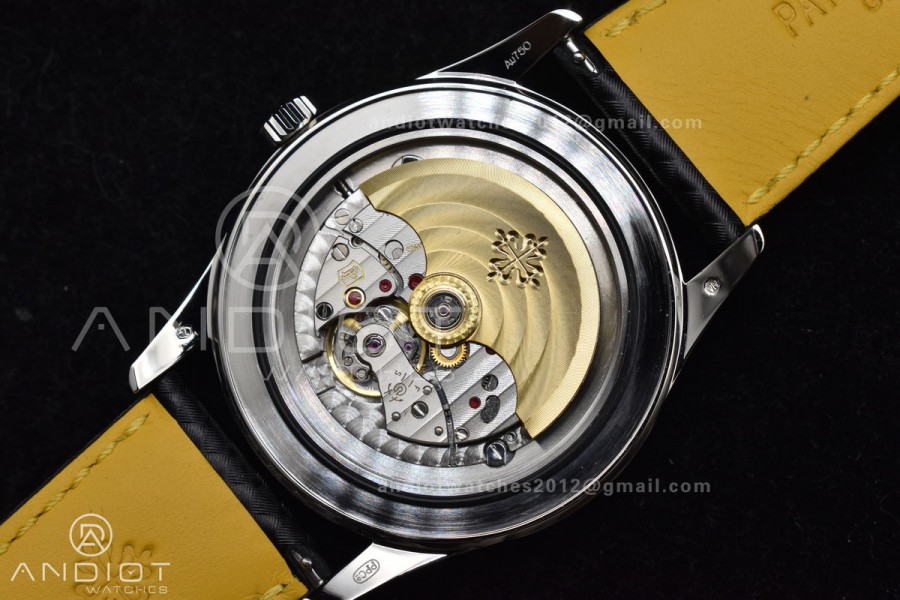 Calatrava 6007G SS PPF 1:1 Best Edition Black/Yellow Dial on Black Leather Strap 330CS