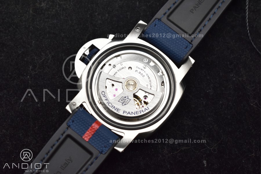 PAM1391 Luna Rossa Submersible VSF 1:1 Best Edition on Blue Fabric Strap P900