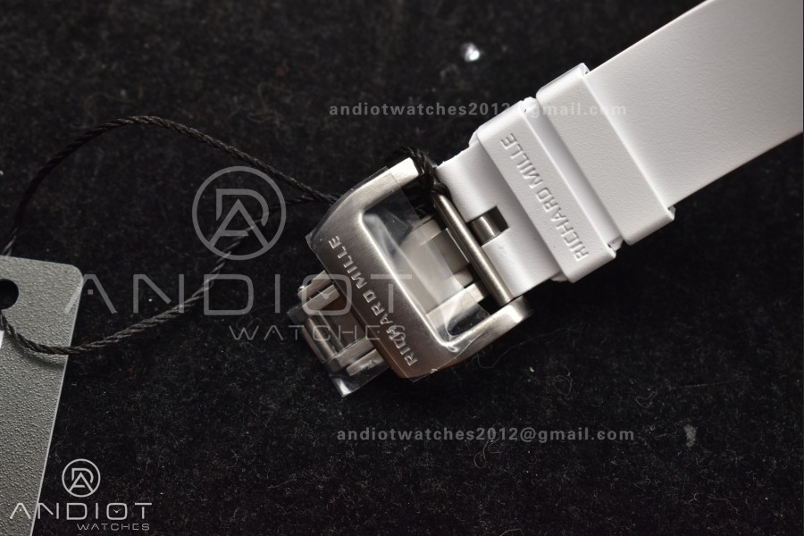 RM56-02 Transparent Tourbillon RMF Best Edition Skeleton White Dial on White Rubber Strap
