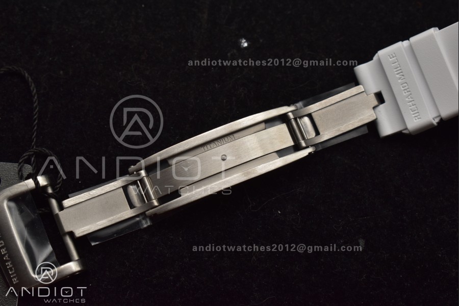 RM56-02 Transparent Tourbillon RMF Best Edition Skeleton White Dial on White Rubber Strap
