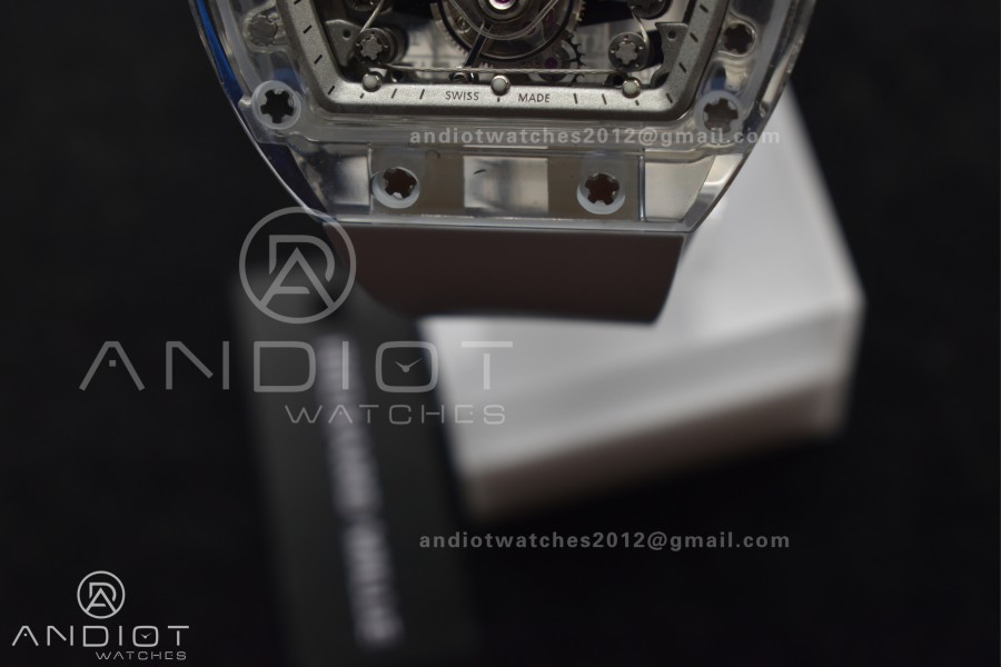 RM56-02 Transparent Tourbillon RMF Best Edition Skeleton White Dial on White Rubber Strap