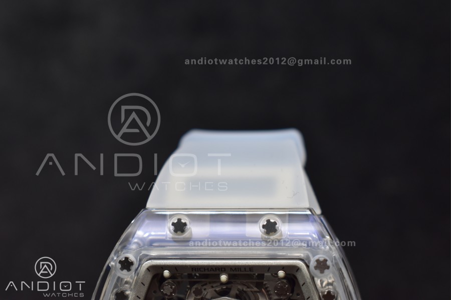 RM56-02 Transparent Tourbillon RMF Best Edition Skeleton White Dial on Transparent Rubber Strap
