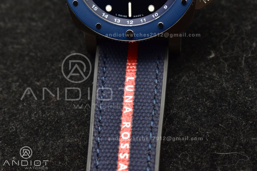 PAM1507 Submersible GMT Luna Rossa 42mm VSF 1:1 Best Edition on Blue Nylon Strap P900