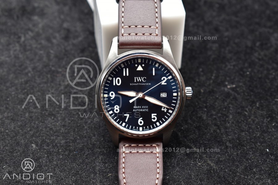 Mark XVIII IW327006 Titanium V7F 1:1 Best Edition BlueDial on Brown Leather Strap A2892